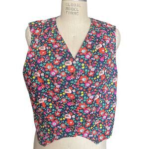 NWT Saint Geraldine Cotton Floral Button Front Vest Size XLarge XL